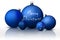 Xmas and New Year decorations. Blue christmas balls with silver holders. Set of realistic objects isolated