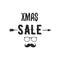 Xmas Sale typography overlay with arrow, Santa glasses and beard. Christmas offer lettering emblem. Holiday Online and