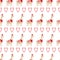 Xmas seamless pattern with cute lama with xmas hat and candy cane hearts on white background.