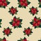 Xmas seamless pattern with poinsettia star plant