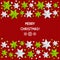 Xmas starry decorations on red knitted background