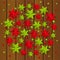 Xmas starry decorations on wood