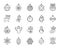 Xmas Tree Decor simple black line icons vector set
