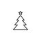 Xmas tree with star outline icon