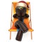 Xmas vacation man smiley character chilling beach deck chair