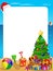 Xmas vertical frame tropical beach with Christmas hat hanging