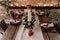 Xmas Wooden Dinner Table Decorated Candlestick