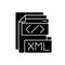 XML file black glyph icon