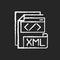 XML file chalk white icon on black background