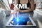 XML. Web development. Internet and technology concept.