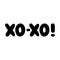 Xo xo. Handwritten roundish lettering isolated on white background.