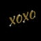 Xoxo - free handdrawn typography lettering with golden texture.