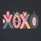 Xoxo. Hand drawn lettering. Happy Valentine`s Day. Freehand style. Doodle. Decorative letters. Holiday in February. Love