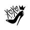 Xoxo - high heel shoe and crown vector illustation for women.