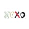 Xoxo. Lettering. Christmas and New Year phrase. Textured letters. Paint spots. Winter holidays