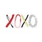 Xoxo. Lettering. Christmas and New Year phrase. Textured letters. Paint spots. Winter holidays