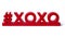 XOXO pattern vintage message alphabet blocks with red color