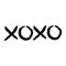 Xoxo phrase sketch saying. Hugs and kisses. Happy Valentines day sign symbol. Black color. Cute graphic object. Love greeting card