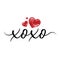 Xoxo phrase vector lettering with hearts