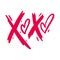 Xoxo phrase vector lettering. Modern brush calligraphy