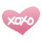 Xoxo Pink Lover Heart Sign Doodle Style Vector Icon