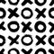 XOXO seamless pattern. Vector Abstract background with ink brush strokes. Monochrome hand drawn print. Grunge texture