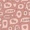 Xoxo speech bubbles, vector seamless pattern. Valentines day, love background. Cute illustration in muted pink colors.