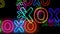 XOXO symbol neon 3d flight between