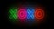 XOXO symbol neon on brick wall loop