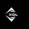 XQL abstract monogram shield logo design on black background. XQL creative initials letter logo