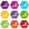 Xray of foot icons set 9 vector