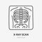 Xray scan doodle line icon. Vector thin outline illustration of chest ct. Black color linear sign for radiology