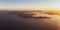 XXL panoramic sunset aerial drone view of South Head, a headland to the north of the suburb of Watsons Bay in Sydney