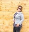 Xxl plus-size woman portrait city street Casual style