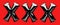 XXX sign for adult content material. Letters X made of black inflatable helium balloon on red background. Porn, adult content only