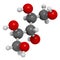 Xylitol artificial sweetener molecule. Used as sugar substitute. Atoms are represented as spheres with conventional color coding: