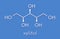 Xylitol artificial sweetener molecule. Used as sugar substitute. Skeletal formula.