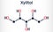 Xylitol,  C5H12O5 molecule. It is polyalcohol and sugar alcohol, an alditol. Is used as food additive E967 and sugar substitute