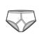 Y-front Brief underwear technical fashion illustration with elastic waistband, vertical fly. Flat trunks Underpants