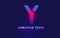 Y Initial Letter Logo Design with Digital Pixels in Blue Purple