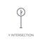 Y intersection sign linear icon. Modern outline Y intersection s