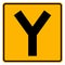 Y -Junction Traffic Road Sign,Vector Illustration, Isolate On White Background Label. EPS10