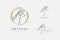 Y logo. Initials letter o in gold circle. Initial signature. Design fashion handwriting monogram. Handwritten identity name. Abstr