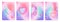 Y2k banner. Gradient pink love heart. Valentine shapes. Pastel elements. Space stars and flowers. Graphic aesthetic