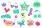 Y2K colorful stickers set. Editable vector illustration