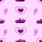 Y2k glamour pink seamless pattern. Backgrounds in trendy 2000s emo girl kawaii style. Flames, heart, lightning. 90s, 00s