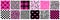 Y2k glamour pink seamless patterns. Backgrounds in trendy emo goth 2000s style.