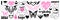 Y2k glamour pink stickers in trendy emo goth 2000s style. Butterfly, kawaii bear, flame, heart etc.