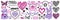 Y2k glamour pink stickers in trendy emo goth 2000s style. Butterfly, kawaii bear, flame, heart etc.