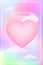 Y2k heart blurred gragient card. Happy Valentine s Day holographic vector poster background with cloud and hearts